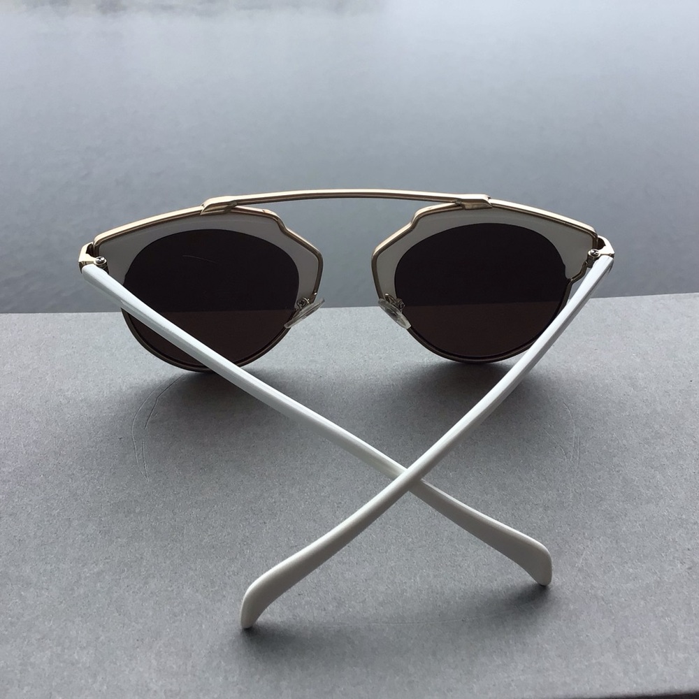 Steampunk Funky Sunglasses Blue Mirrored Lenses with White Frame Unisex - Picture 5 of 8